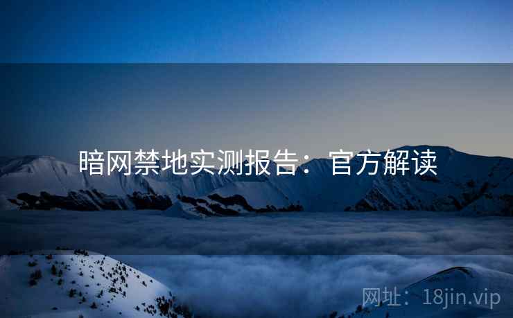暗网禁地实测报告：官方解读
